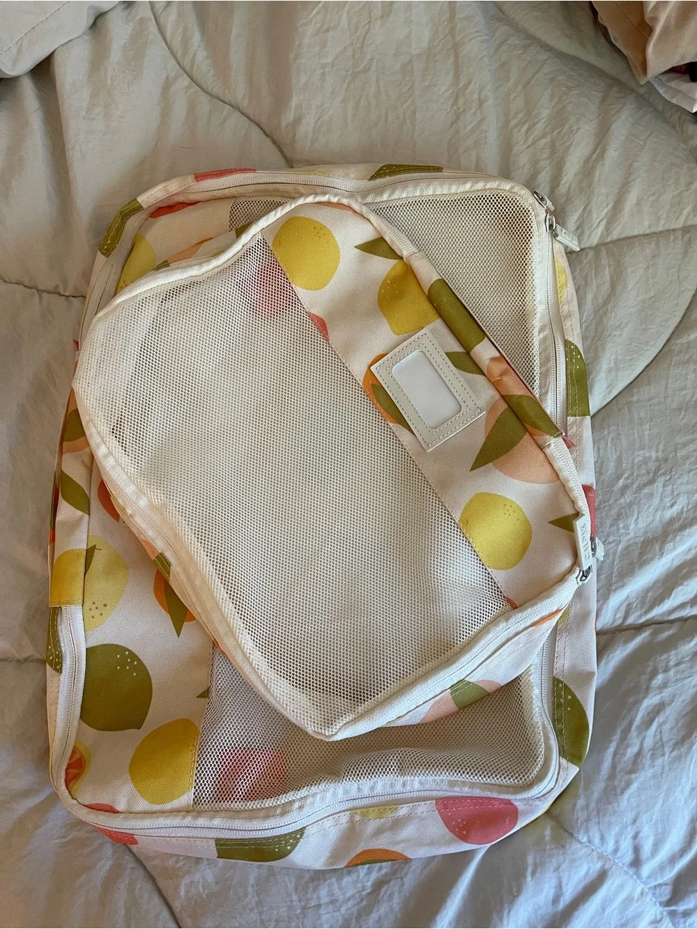 CalPak set of 2 Fruit-Print Travel organizer bags- Peach & Yellow